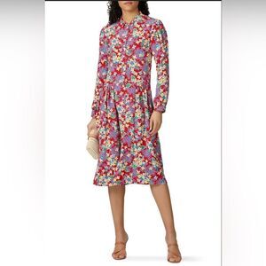 Deborah Lyons Dionne Dress Red with multicolored Floral Size 8